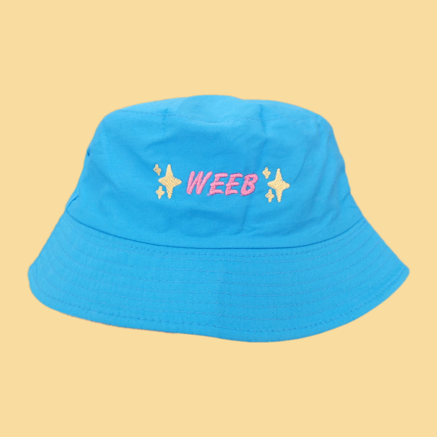 Blue And Pink Sparkle Weeb Embroidered Bucket Hat