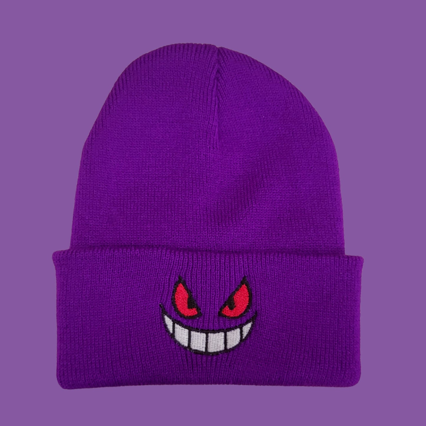 Gengar Face Embroidered Beanie