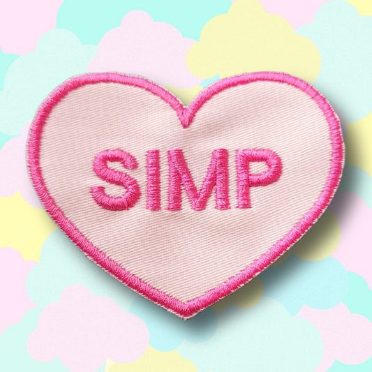 Pink Simp Heart Embroidered Patch