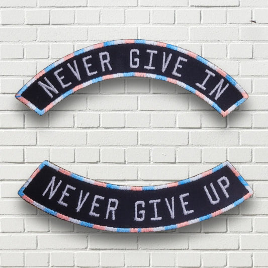 Never Give In Trans Arch Embroidered Patch Set