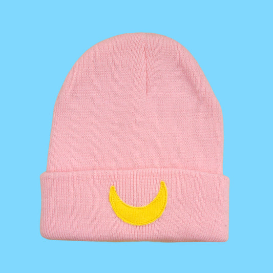 Pink Luna Embroidered Beanie