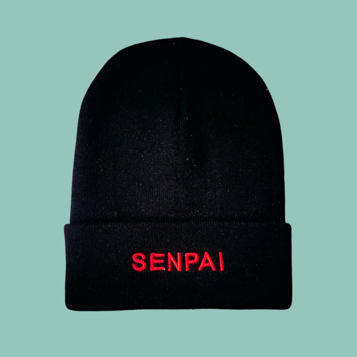 Red/Black Senpai Embroidered Beanie